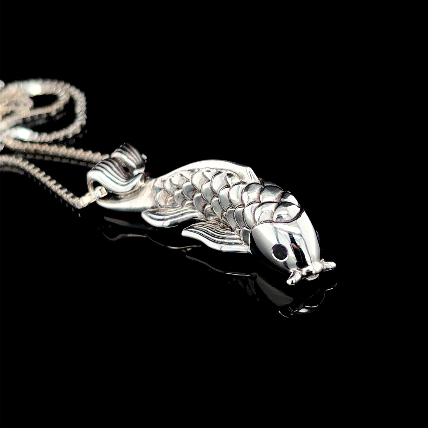 Black Diamond Dragon's Gate Koi Fish Necklace