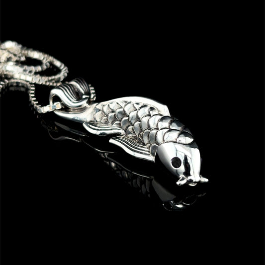 Black Diamond Dragon's Gate Koi Fish Necklace