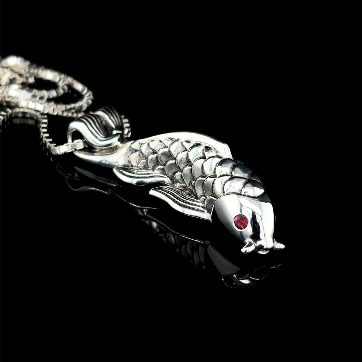 Garnet Koi Fish Necklace