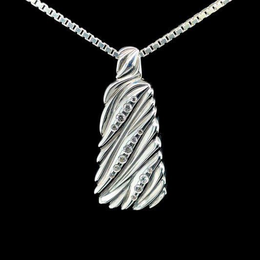 Flow Pendant with White Sapphires