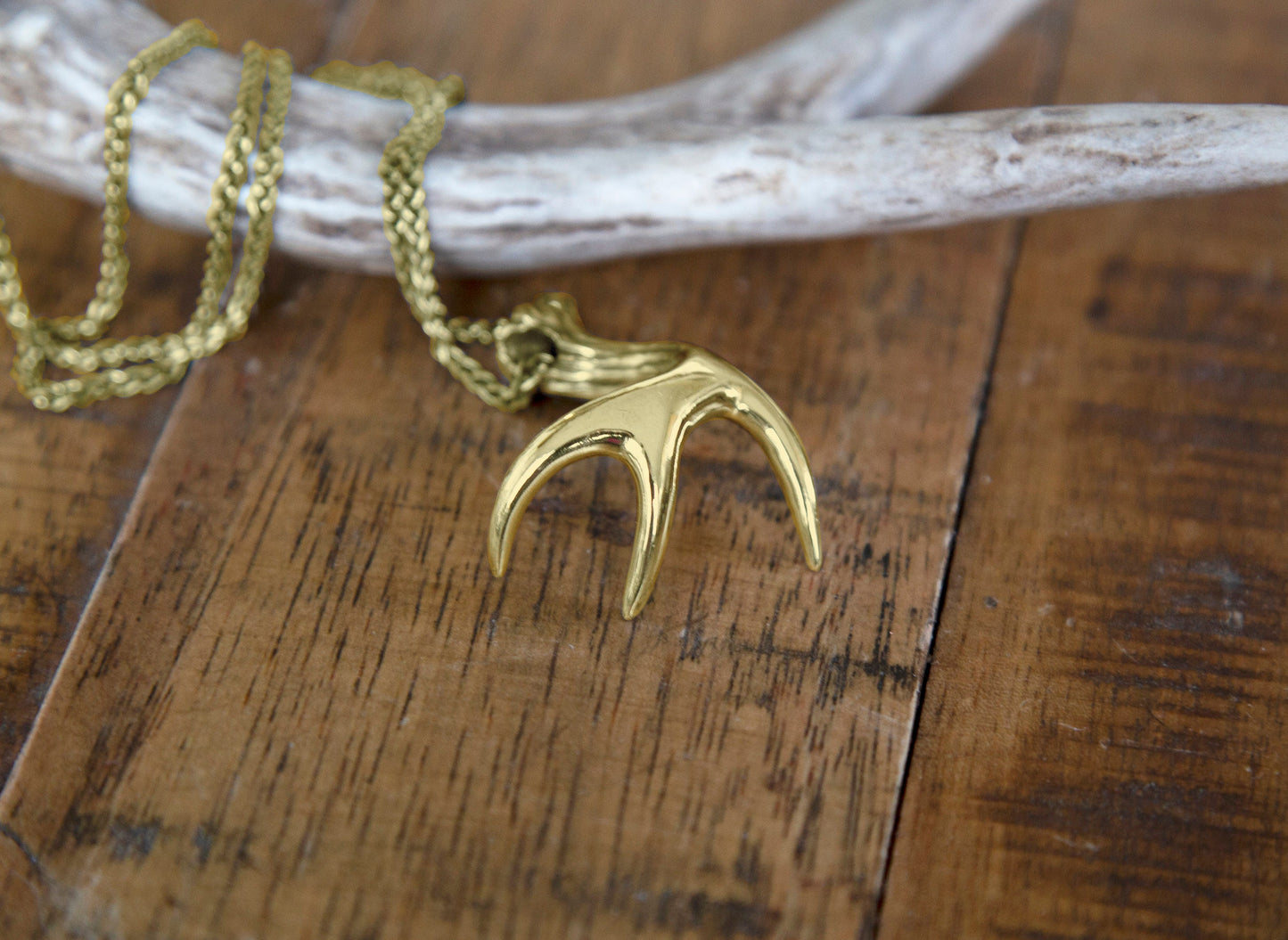 Gold Deer Antler Necklace